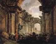 ROBERT, Hubert Imaginary View of the Grande Galerie in the Louvre in Ruins oil painting artist